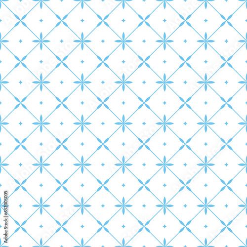 Flower geometric pattern. Seamless vector background. Blue and white ornament