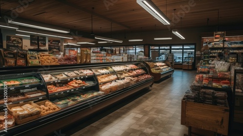 fresh food in a small grocery store.Made with the highest quality generative AI tools