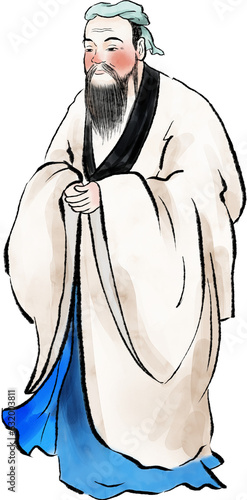 Confucius of chinese ink painting style
