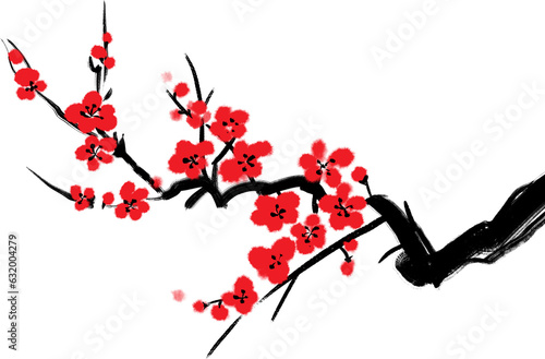 plum bossom tree branch of chinese ink painting style