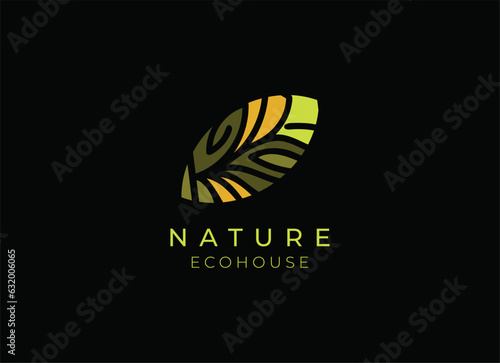 Colorful Nature Leaf Logo Design with Abstract Lines Shapes Inside. Usable For Business, Community, Industrial, Foundation, Services Company. Flat Vector Logo Design Illustration.