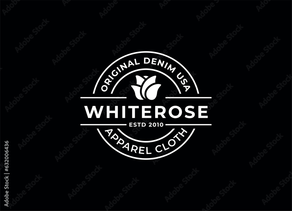 Modern apparel cloth logo design. Black rose logo design template.
