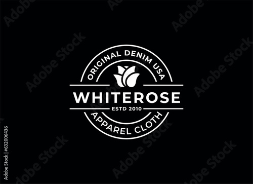 Modern apparel cloth logo design. Black rose logo design template. 