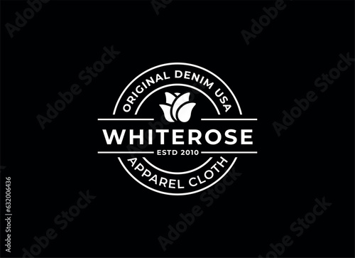 Modern apparel cloth logo design. Black rose logo design template.
