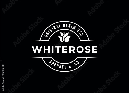 Modern apparel cloth logo design. Black rose logo design template.
