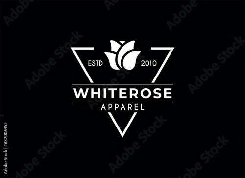 Modern apparel cloth logo design. Black rose logo design template.
