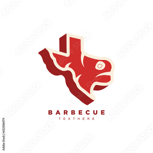 Creative Texas steak barbeque logo design vector for cafe or restaurant