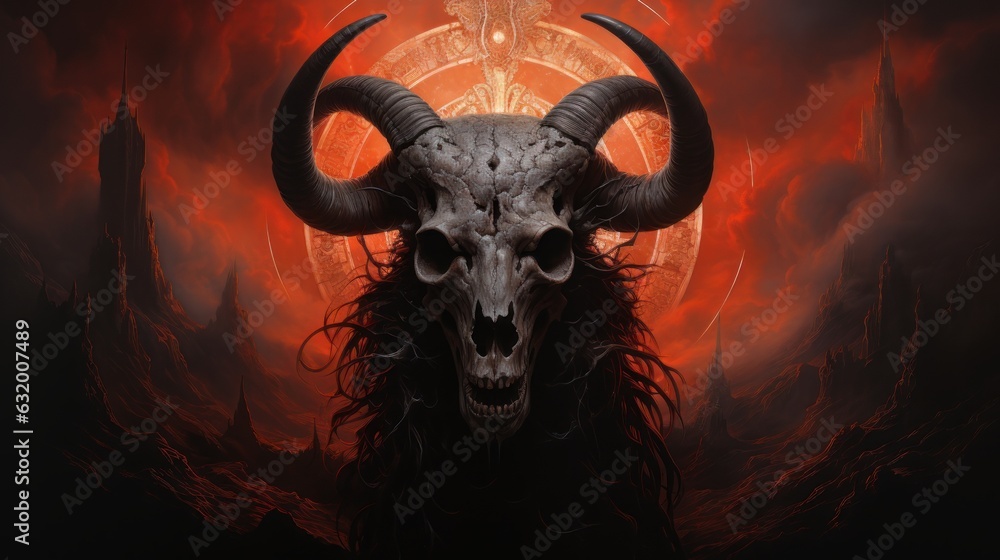 demon skull with horns demon skull with horns