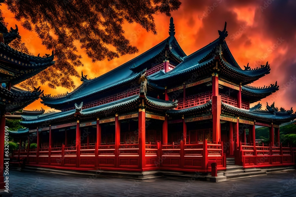 chinese temple in the morning