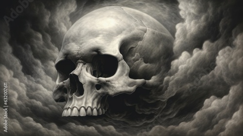 skull in smoke