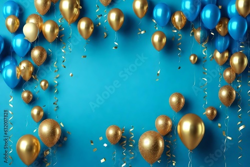blue and yellow balloons created with using AI tools 