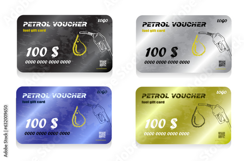 Fuel discount cards. refuel gift coupon, gasoline voucher on petrol fueling diesel vehicle or auto oil, privilege card template of gas station service, premium card with chalk drawing pattern