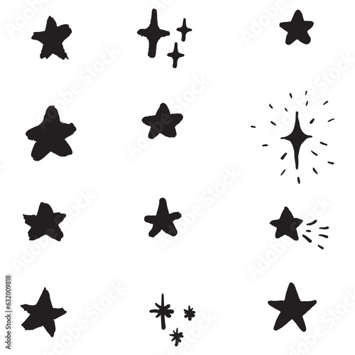 pattern of star doodle. Star hand drawn. Starry background. Vector seamless pattern with stars. Vector EPS 10.