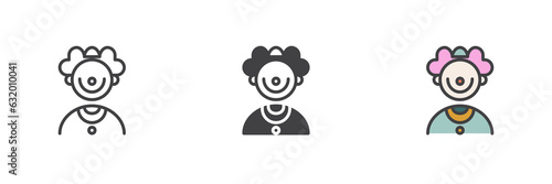 Funny clown different style icon set