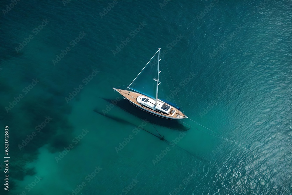 Arial view of ship in the sea generated by AI tool