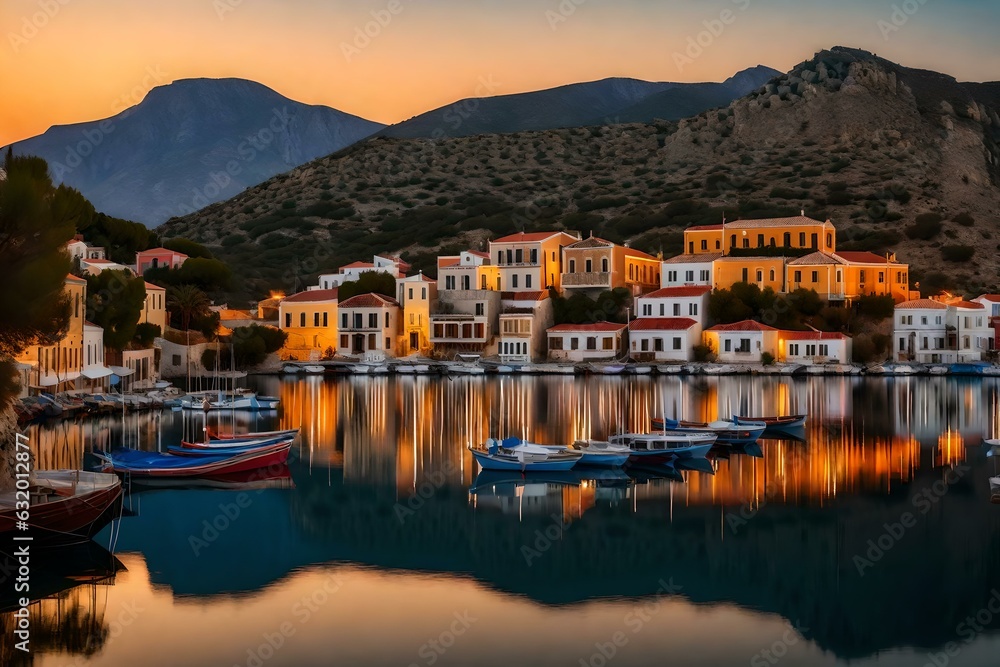 Fototapeta premium lake como country at sunset Created using generative AI tools