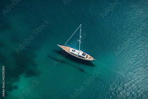 Arial view of ship in the sea generated by AI tool © Muhammad