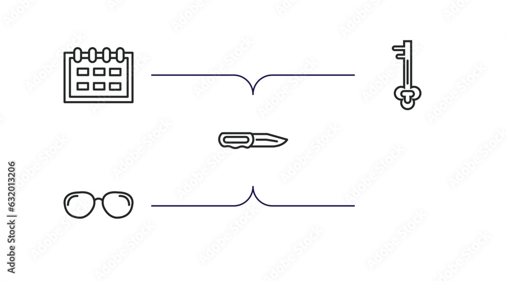 Fotografie tools and utensils outline icons set