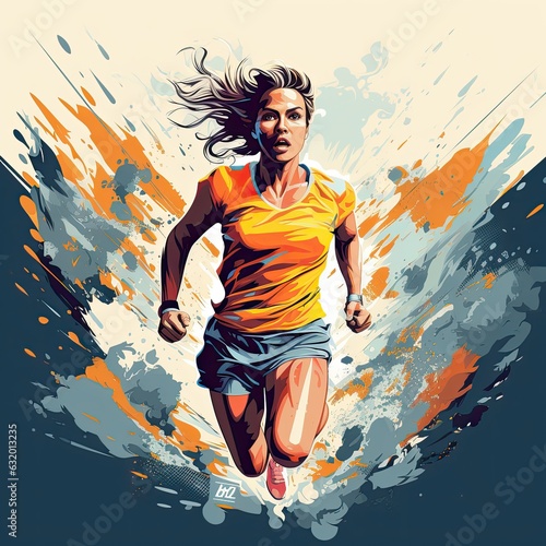 Running Girl Clip Art or T-Shirt Design illustration