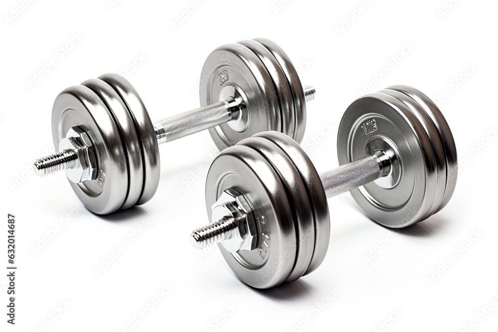 Fototapeta premium Dumbbells set isolated on a white background
