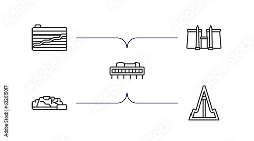 monuments outline icons set. thin line icons such as , luxor temple, potala palace, pyongyang