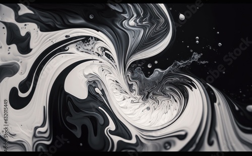Paint Swirls in Beautiful Black and White colors, with White Particles
