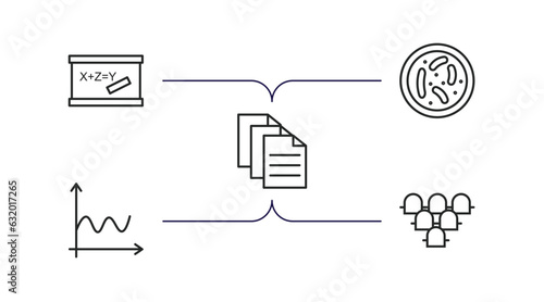 education collection. outline icons set. thin line icons such as blackboard eraser, parasites, various files, sinusoid, grandstand vector.