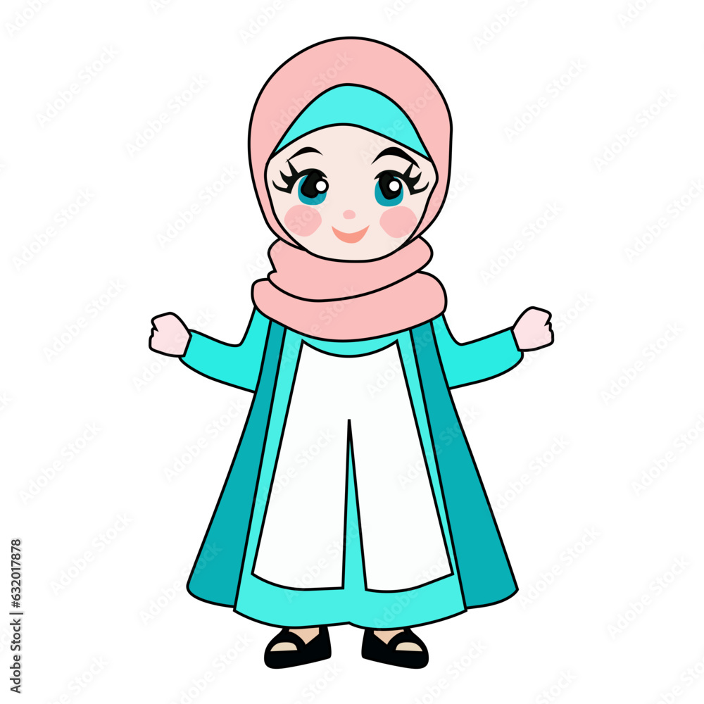 illustration of a cute girl wearing a hijab illustration of a cute girl wearing a hijab