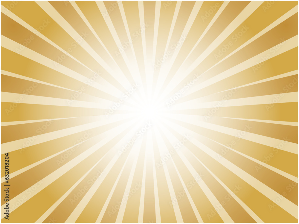 Fototapeta premium 太陽光線がまぶしいレトロイメージの集中線背景素材_オレンジ