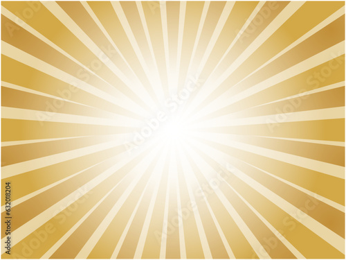 太陽光線がまぶしいレトロイメージの集中線背景素材_オレンジ