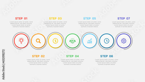 Creative Timeline Process Workflow Business Infographic Design Template with 7 Options