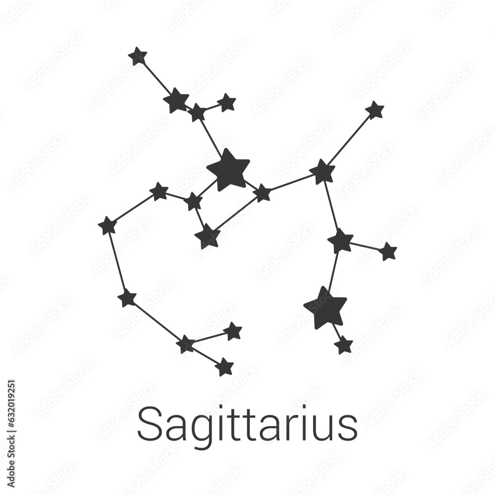 Sagittarius sign constellation isolated vector icon on white background Sagittarius sign constellation isolated vector icon on white background