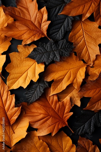 Fall Season Concept  Photo-Realistic Fallen Leaves Created with Generative AI