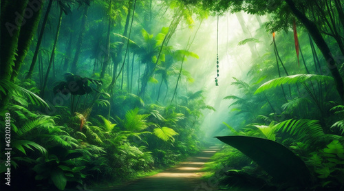 Jungle background forest nature scene futuristic by Generative AI