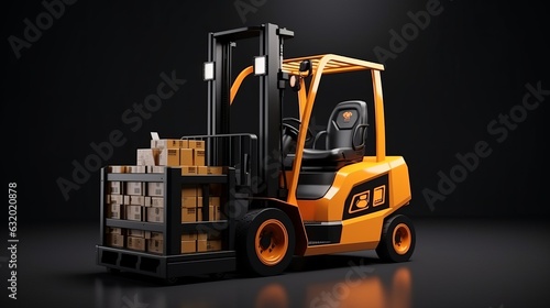 3d rendering forklift truck charges with electric recharging station generative ai