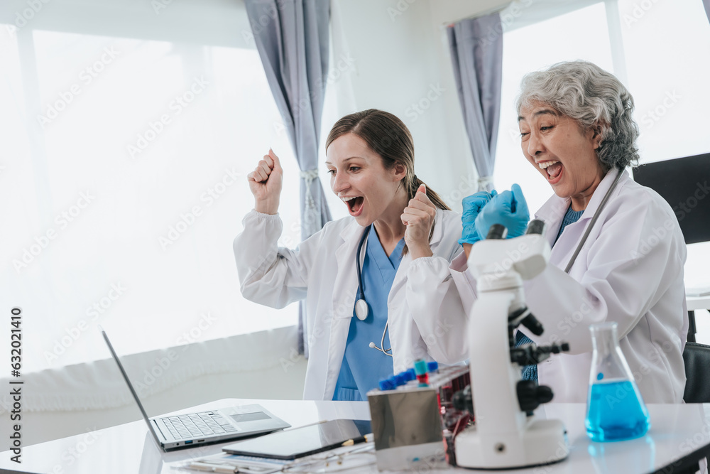 Medical science laboratory Two female scientists in the laboratory Medical science laboratory Two female scientists in the laboratory
