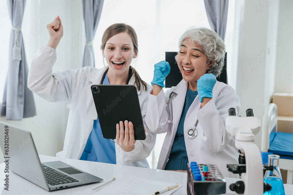 Medical science laboratory Two female scientists in the laboratory Medical science laboratory Two female scientists in the laboratory
