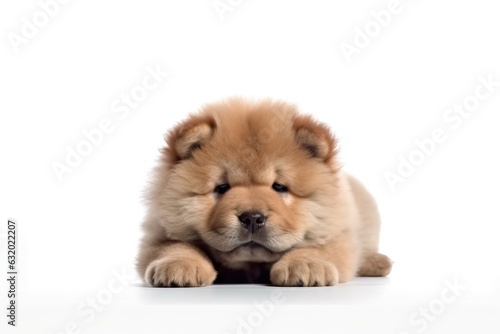  Cute chow chow puppy on white background. photo