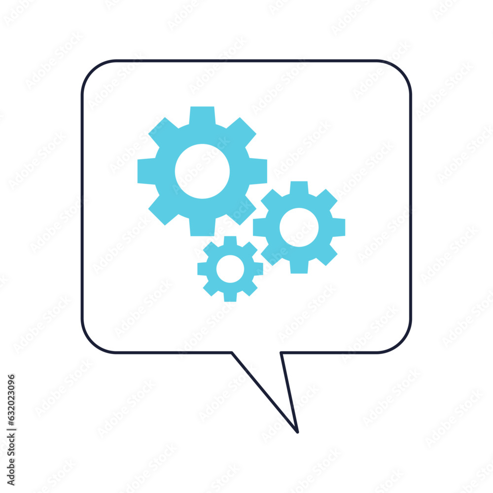 Vector three gear icon. vector illustration flat style chat item. Vector three gear icon. vector illustration flat style chat item.