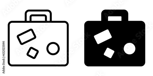 ofvs425 OutlineFilledVectorSign ofvs - travel bag vector icon . suitcase sign . travel concept . isolated transparent . black outline and filled version . AI 10 / EPS 10 / PNG . g11765