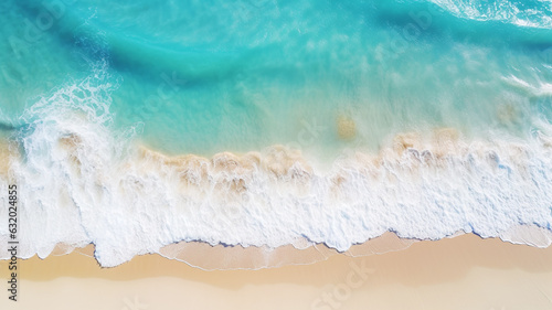 landscape illustration of beach and seashore. water waves Travel concept. Created with Generative AI