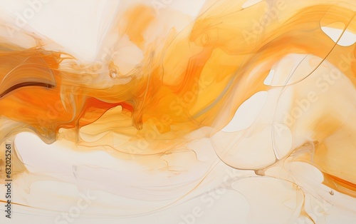 painting style illustration abstract background, orange color ink swirl, free form minimal art, Generative Ai