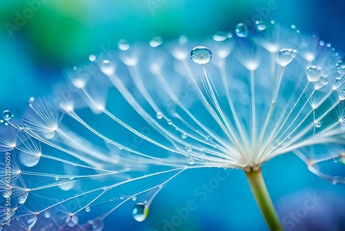 beautiful view of waterdrop on colorful dandelion in the sun Created using generative AI tools