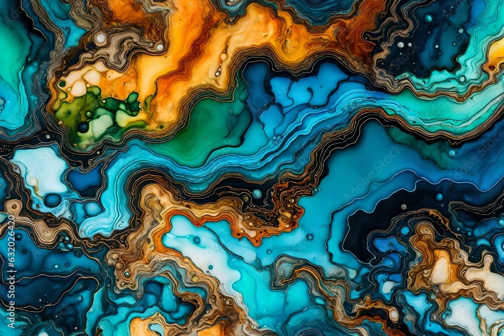 blue and yellow marble  background  Created using generative AI tools