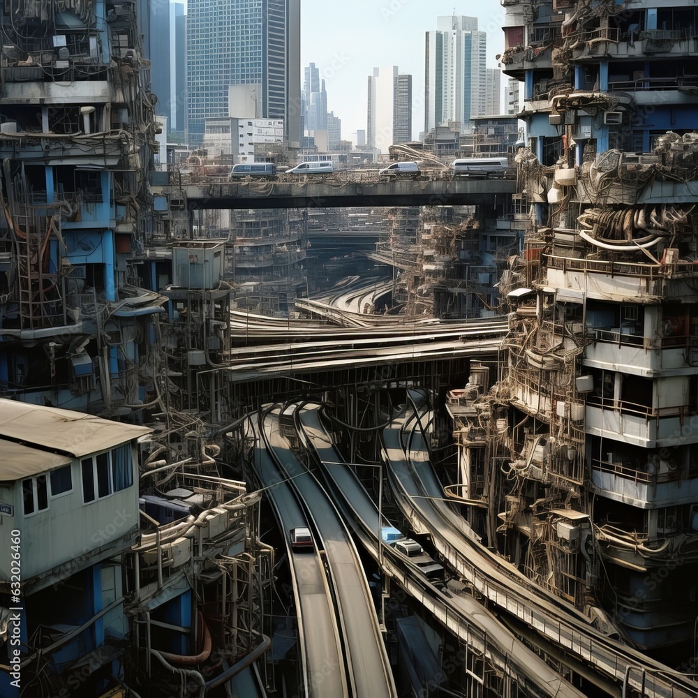 Fototapeta premium Poor infrastructure in the megacities