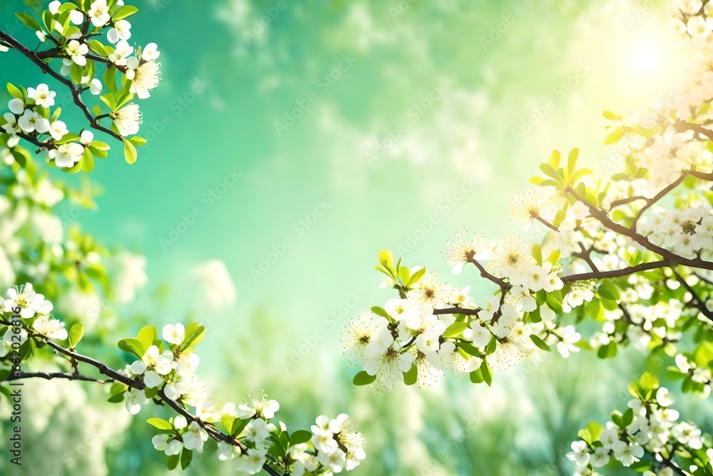 spring background with flowers and leaves   Created using generative AI tools