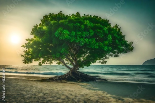 tree on the sea  Created using generative AI tools