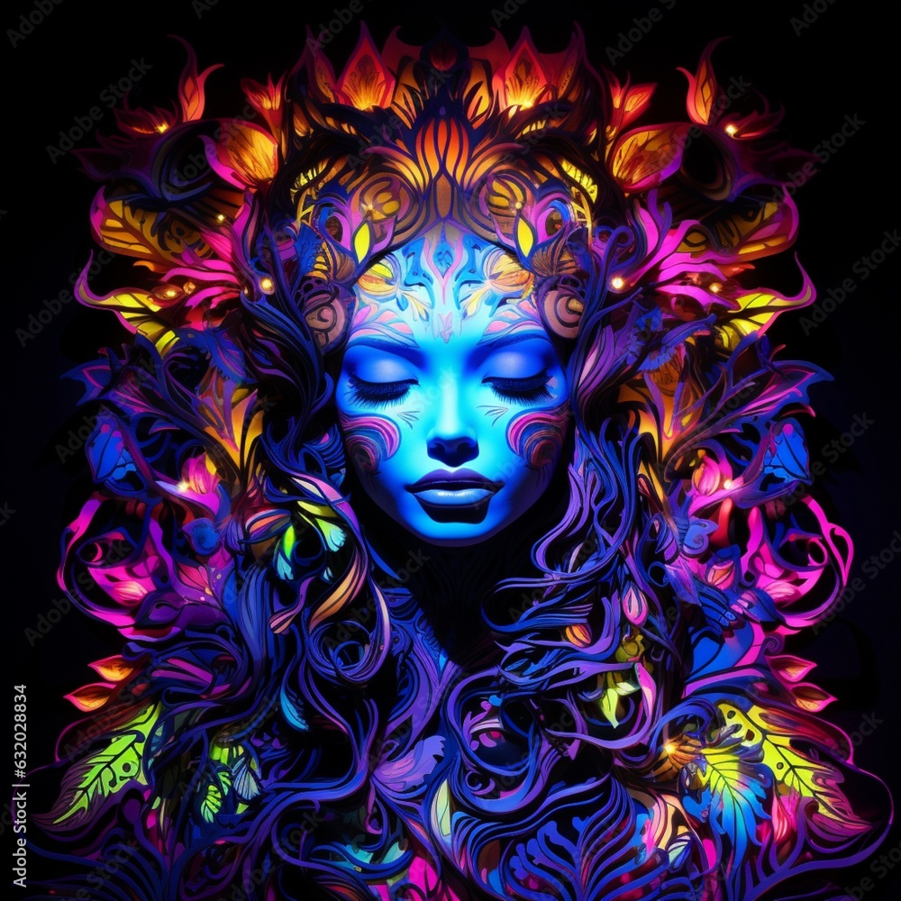 illustration art female make up colorful neon