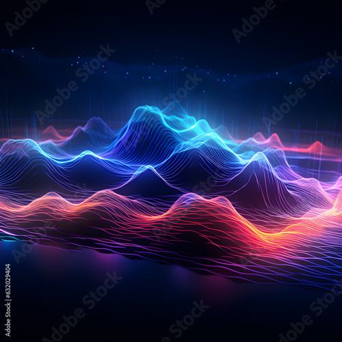 Topographic abstract futuristic background wallpaper, neon beams, high-speed lightwave technology. Generative AI