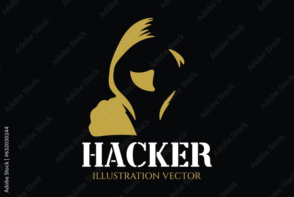 Mysterious Man with Hoodie Jacket for Hacker Icon Illustration